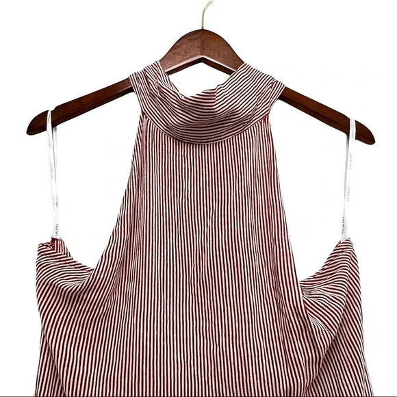Faithfull The Brand Halter Mirror Door Striped Maxi Dress Slit Sides Size 6 - Picture 7 of 13